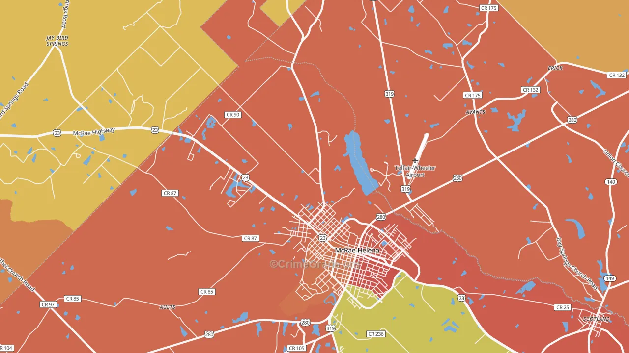 Helena, GA Map of Vandalism Rates