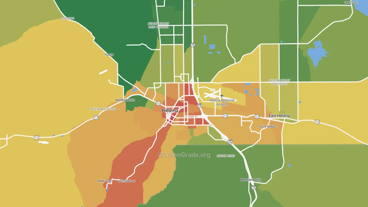 Helena, MT Map of Vandalism Rates