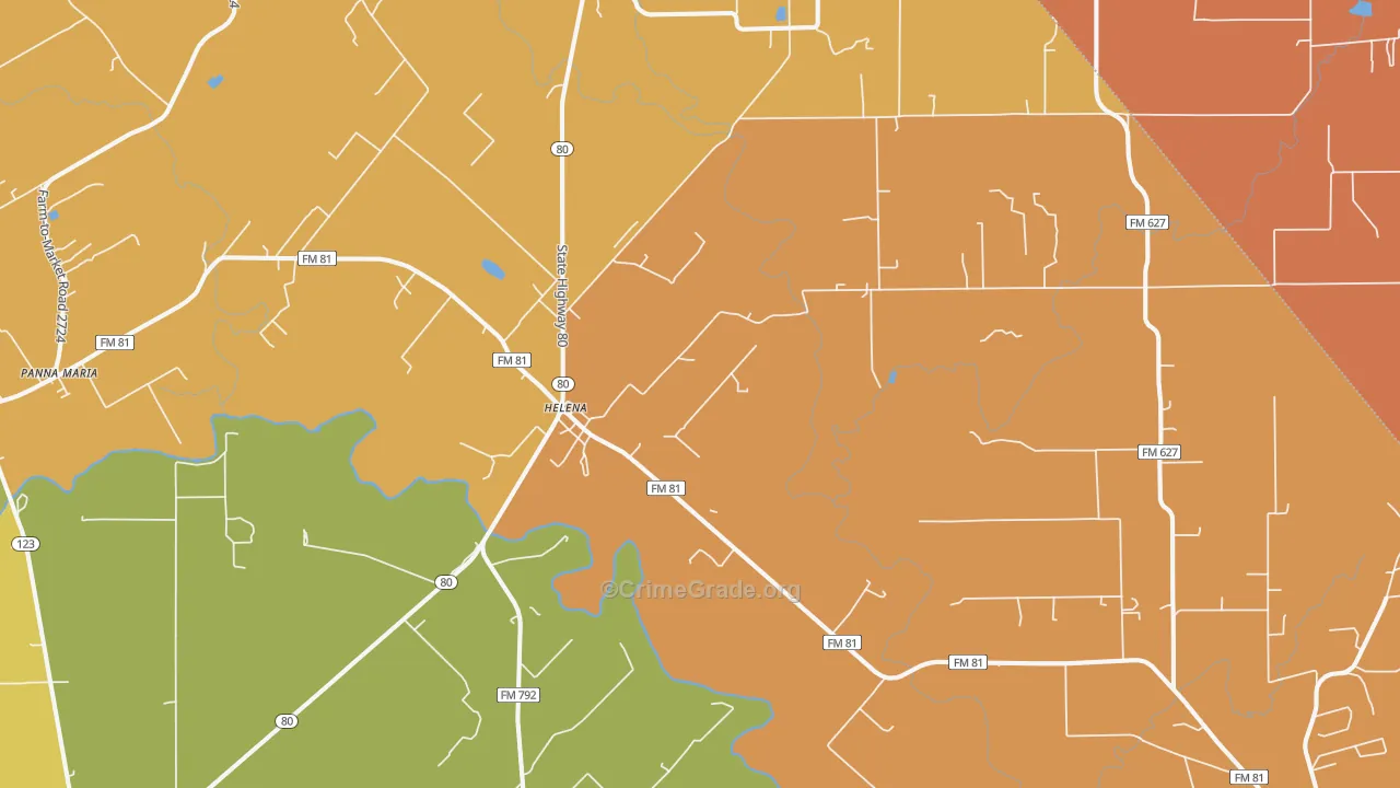 Helena, TX Map of Vandalism Rates