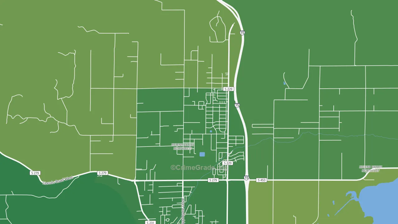 Helena Valley Northwest, MT Map of Vandalism Rates