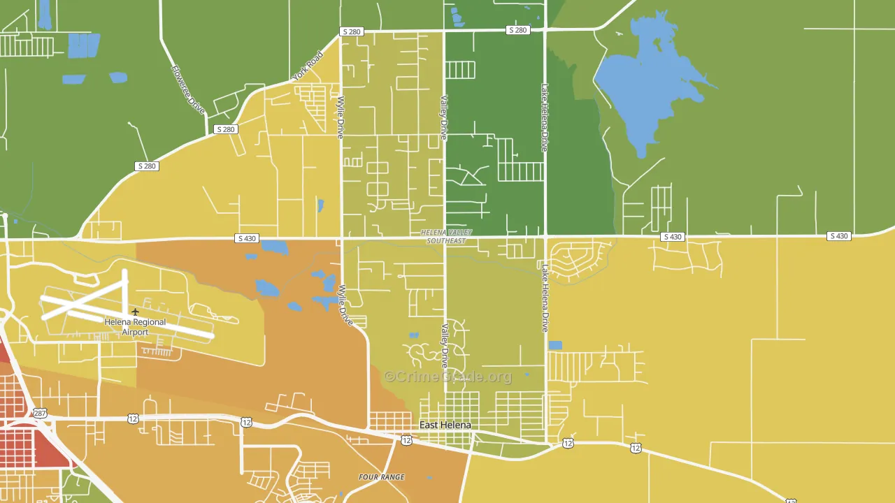 Helena Valley Southeast, MT Map of Vandalism Rates