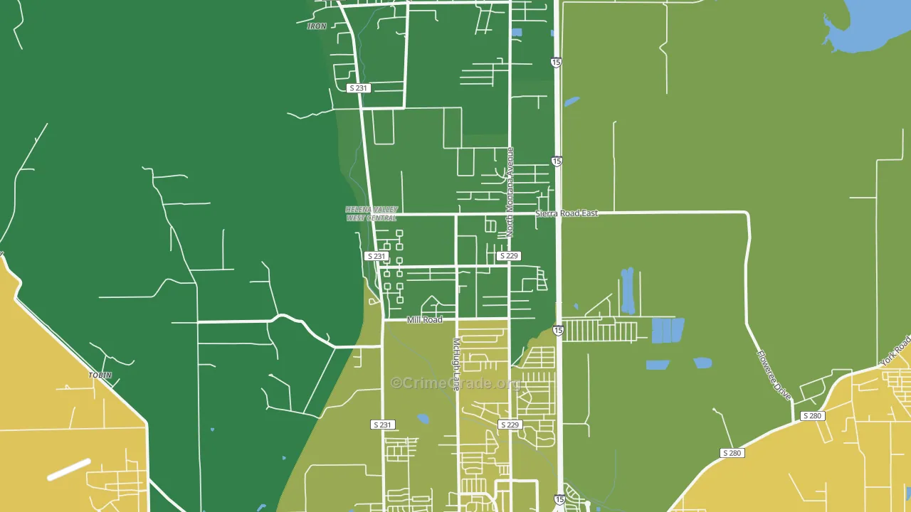 Helena Valley West Central, MT Map of Vandalism Rates