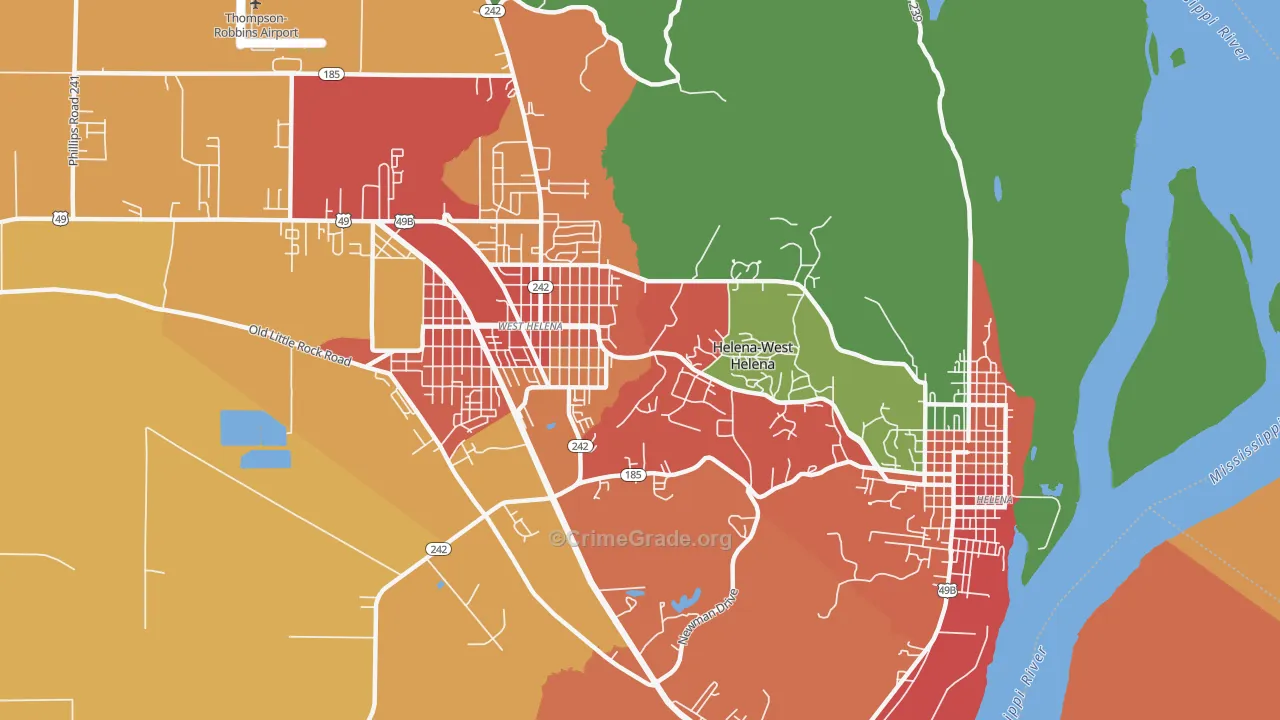 Helena-West Helena, AR Map of Vandalism Rates