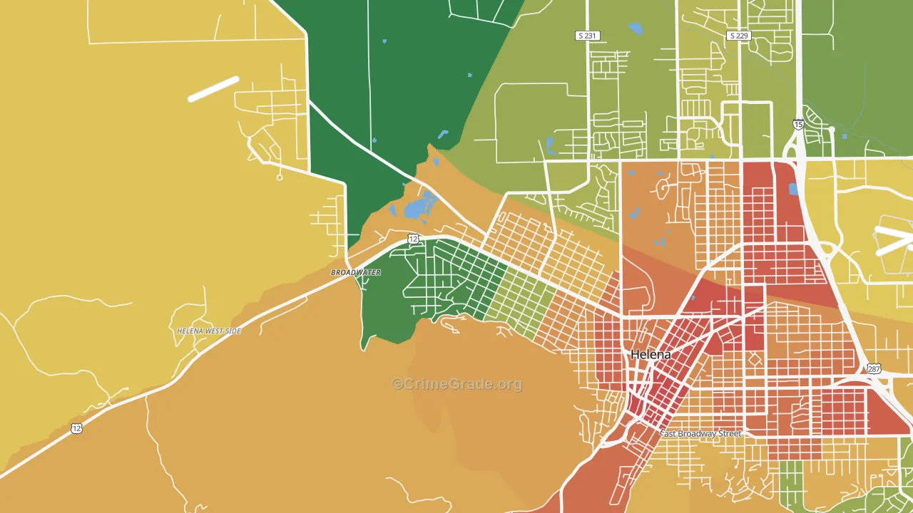 Helena West Side, MT Map of Vandalism Rates