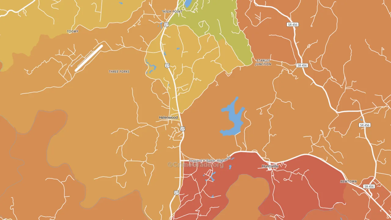 Helenwood, TN Map of Vandalism Rates