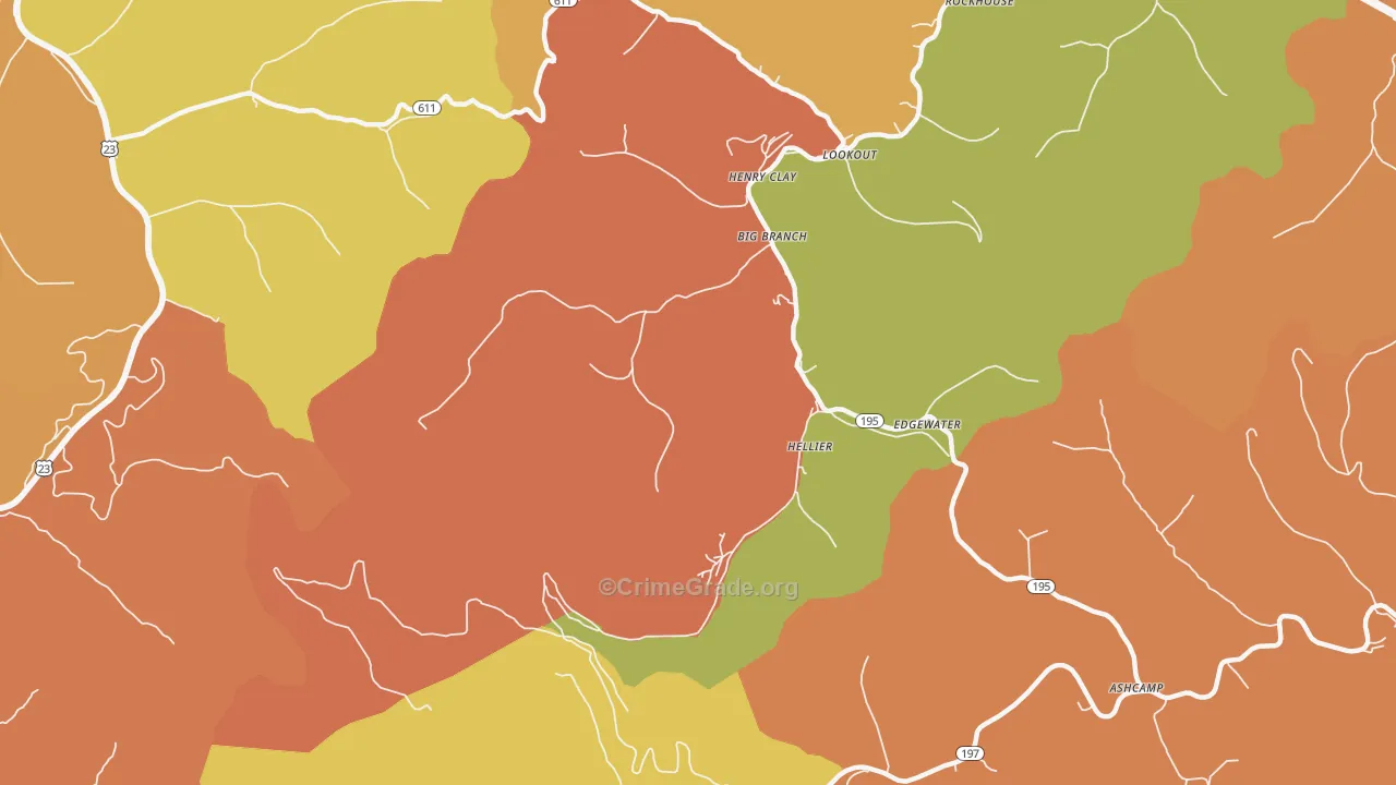 Hellier, KY Map of Vandalism Rates