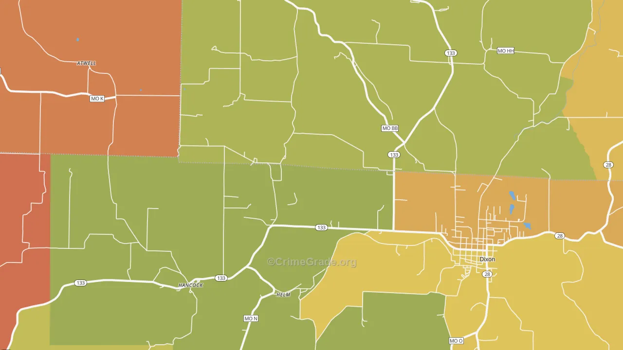 Helm, MO Map of Vandalism Rates
