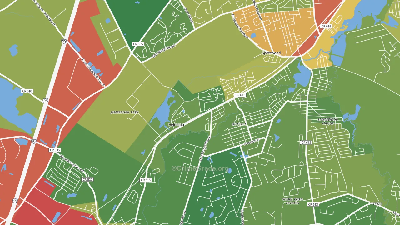 Helmetta, NJ Map of Vandalism Rates