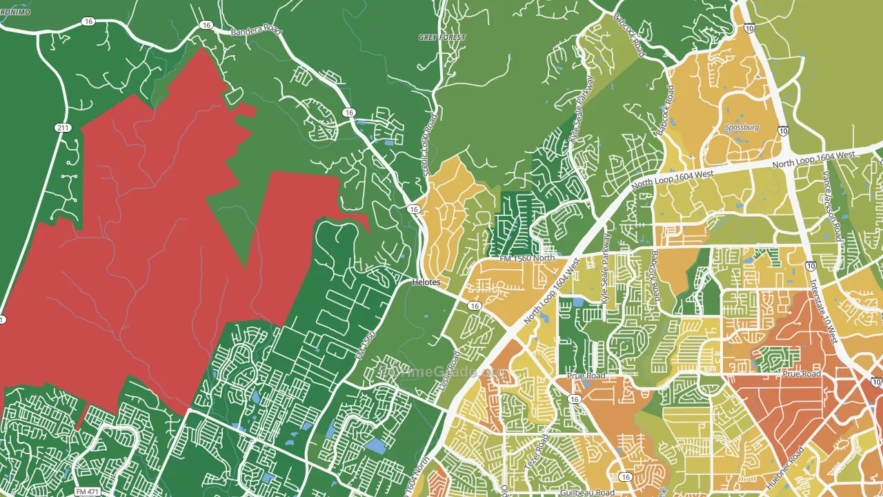 Helotes, TX Map of Vandalism Rates