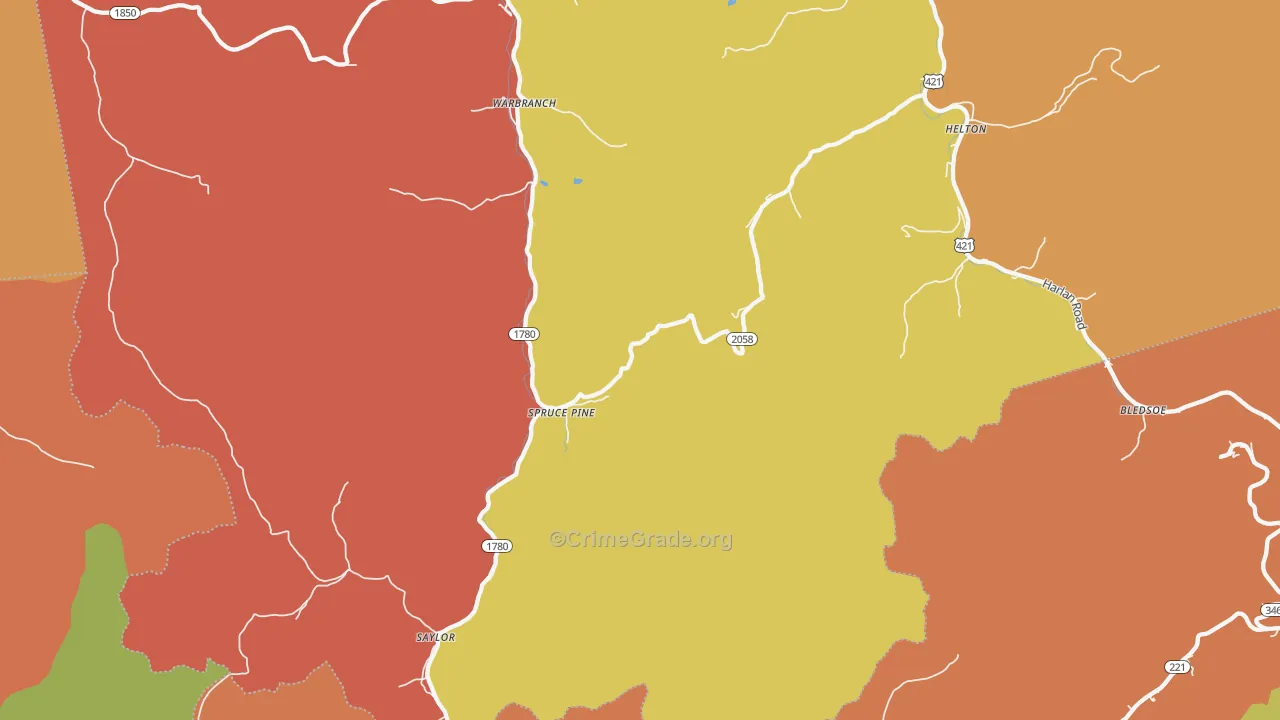 Helton, KY Map of Vandalism Rates