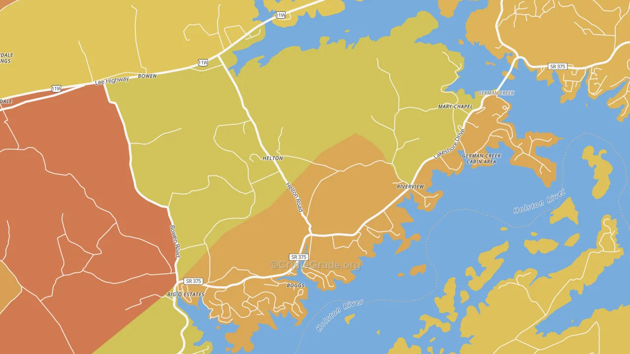 Helton, TN Map of Vandalism Rates