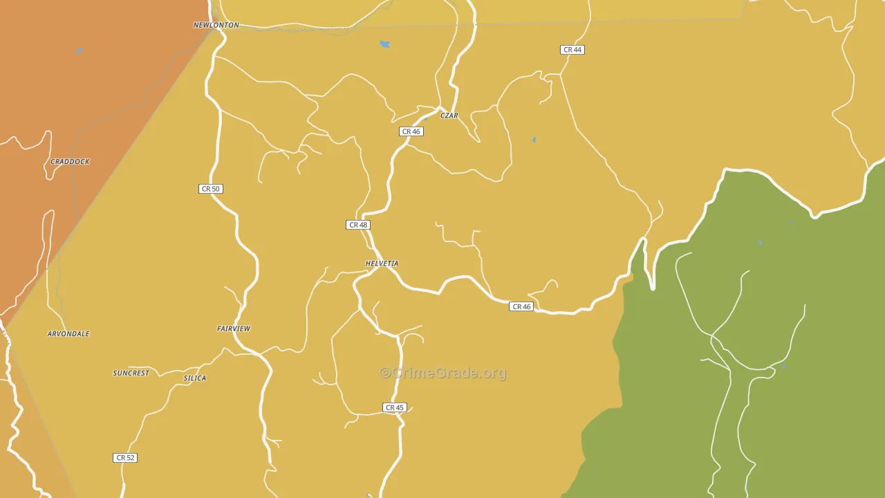 Helvetia, WV Map of Vandalism Rates