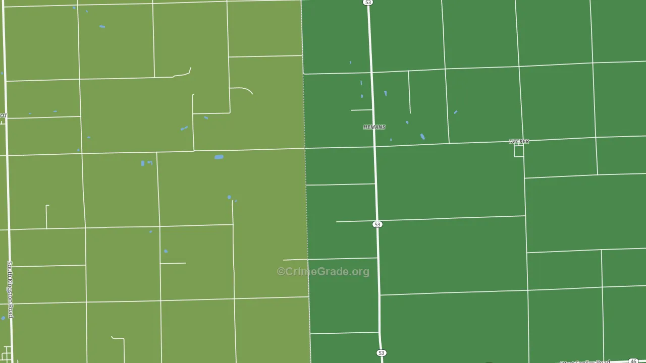 Hemans, MI Map of Vandalism Rates