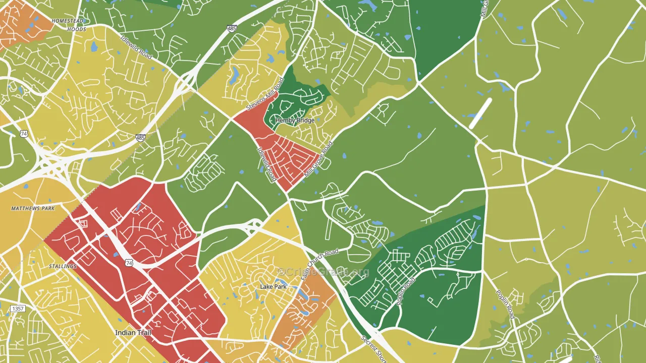 Hemby Bridge, NC Map of Vandalism Rates