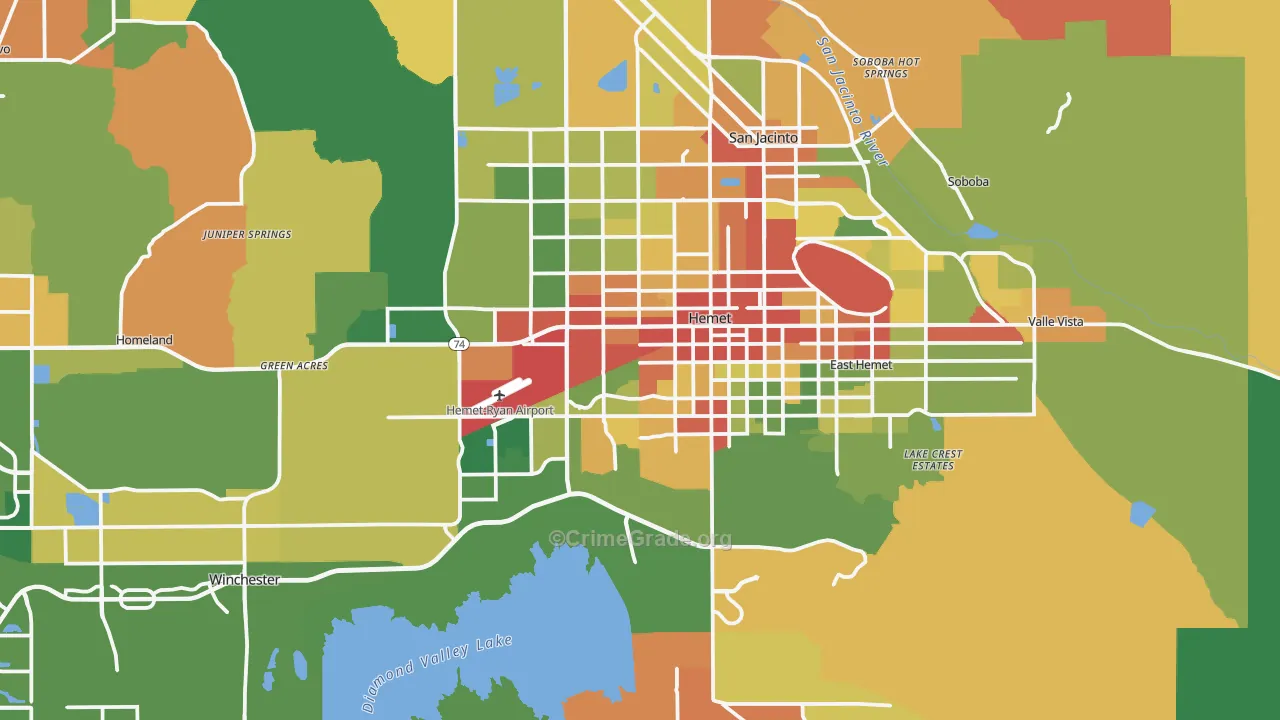 Hemet, CA Map of Vandalism Rates