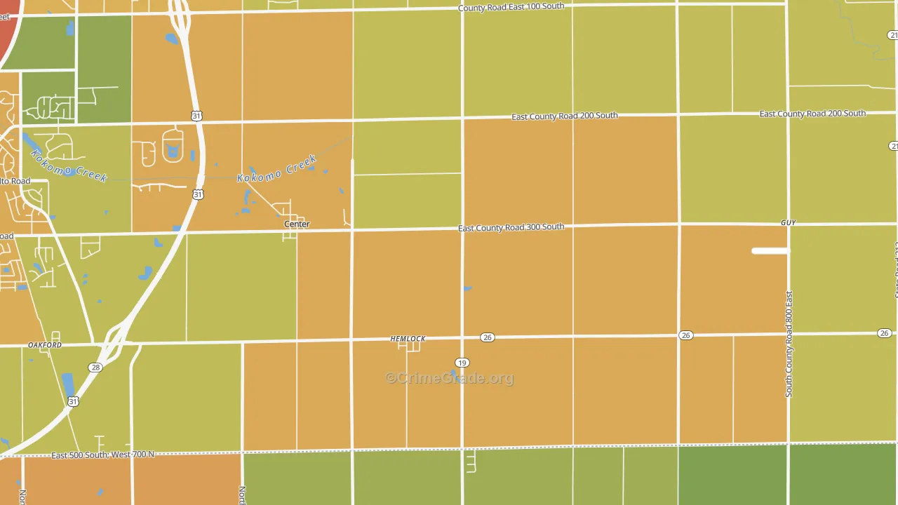 Hemlock, IN Map of Vandalism Rates