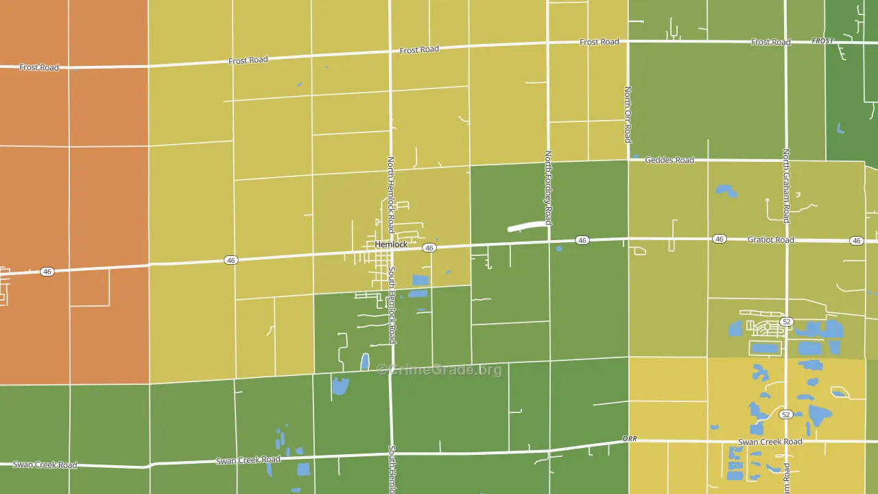 Hemlock, MI Map of Vandalism Rates