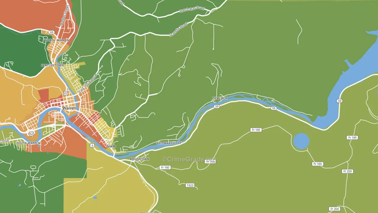 Hemlock, PA Map of Vandalism Rates