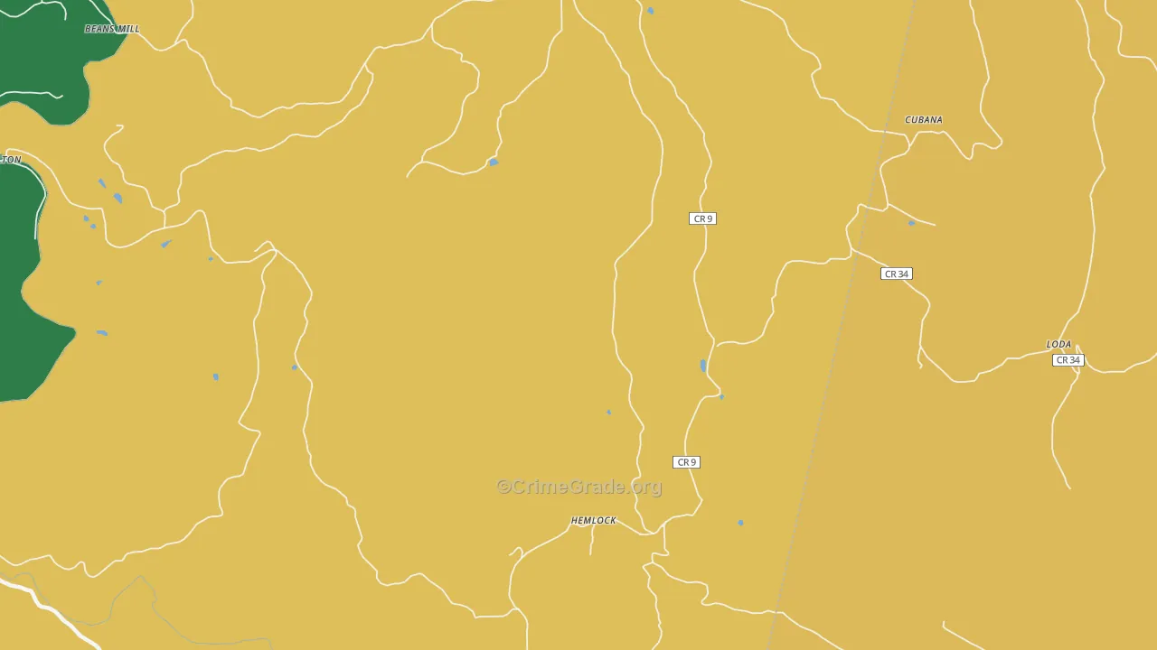 Hemlock, WV Map of Vandalism Rates