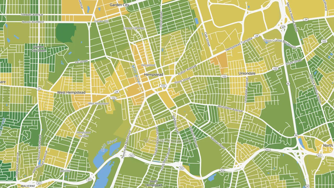 Hempstead, NY Map of Vandalism Rates
