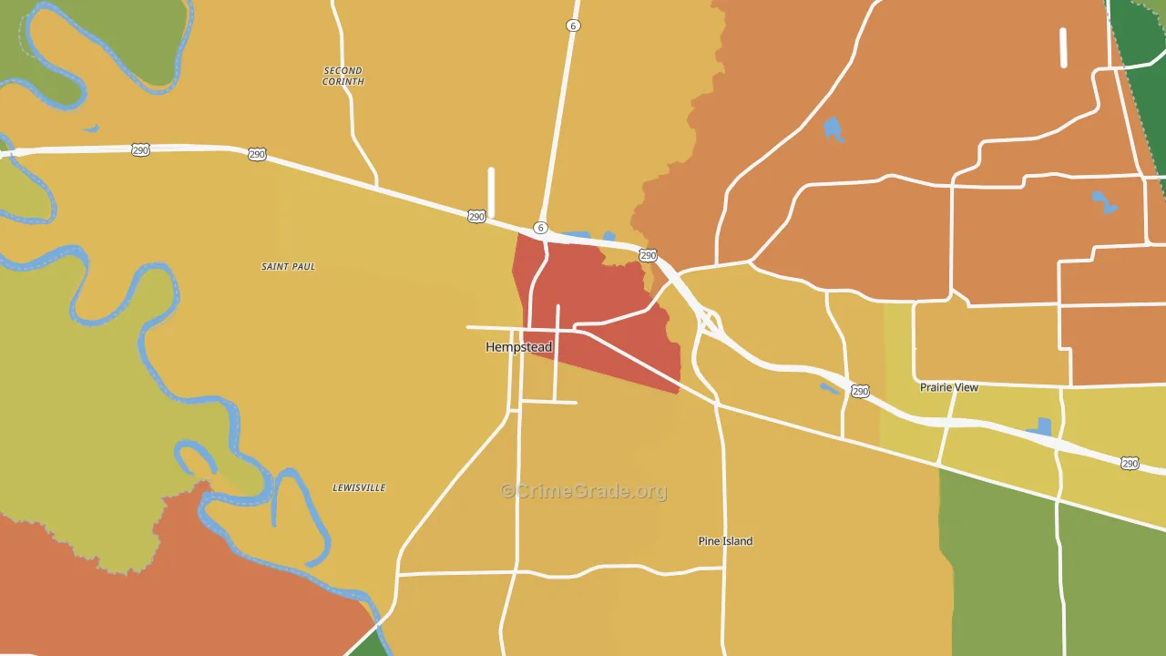 Hempstead, TX Map of Vandalism Rates