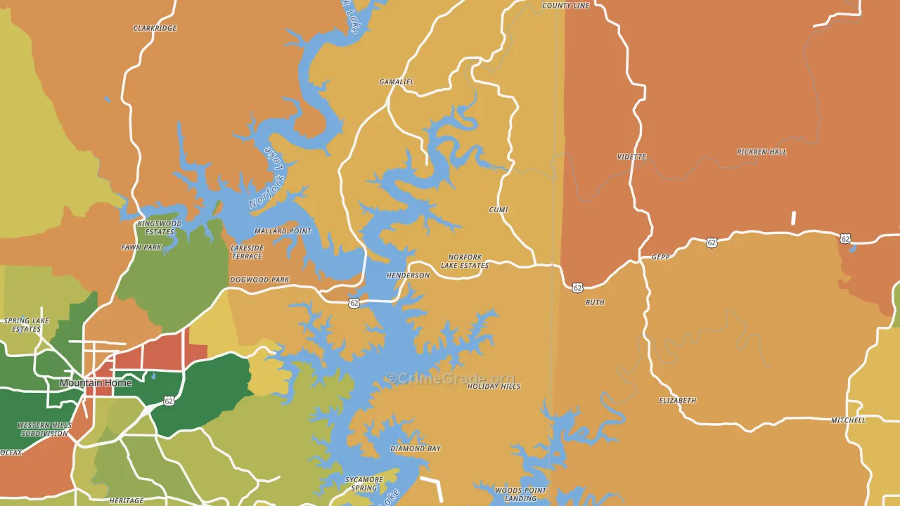Henderson, AR Map of Vandalism Rates