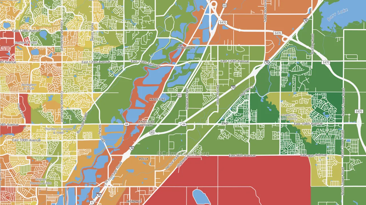 Henderson, CO Map of Vandalism Rates