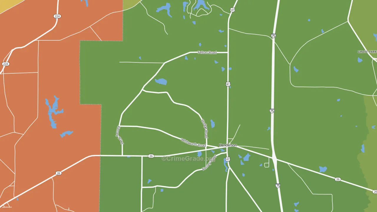 Henderson, GA Map of Vandalism Rates