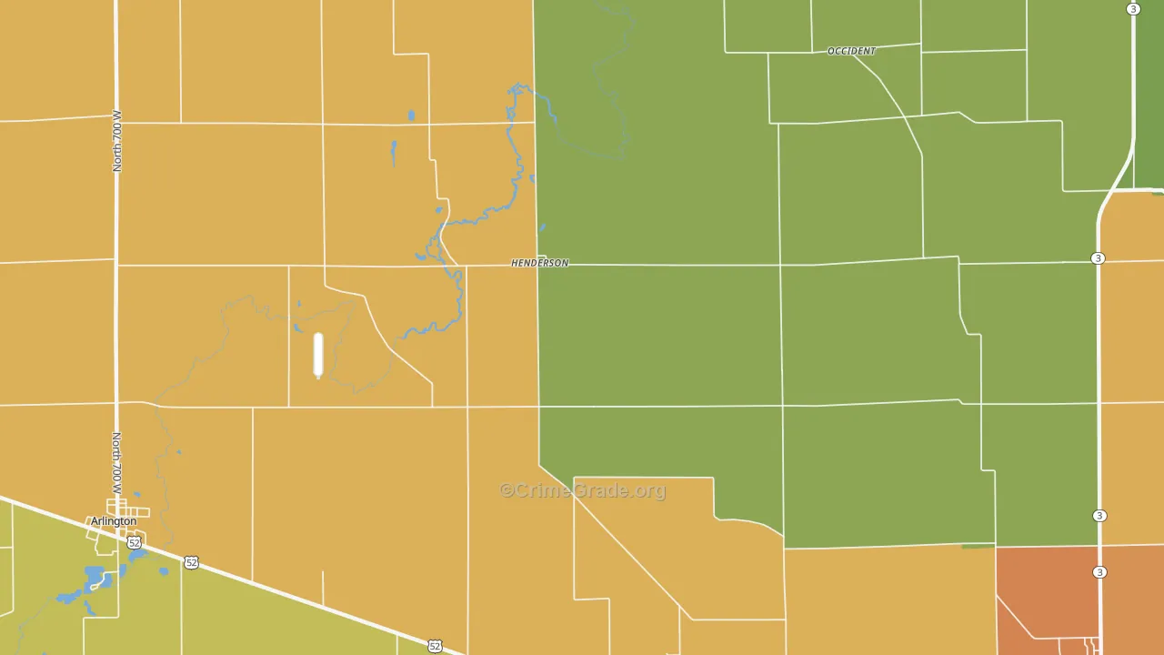 Henderson, IN Map of Vandalism Rates