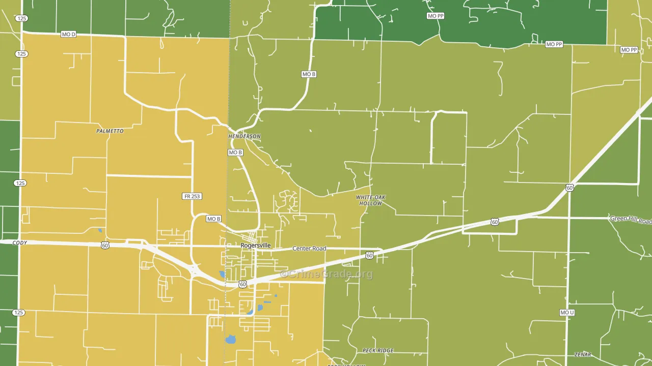 Henderson, MO Map of Vandalism Rates