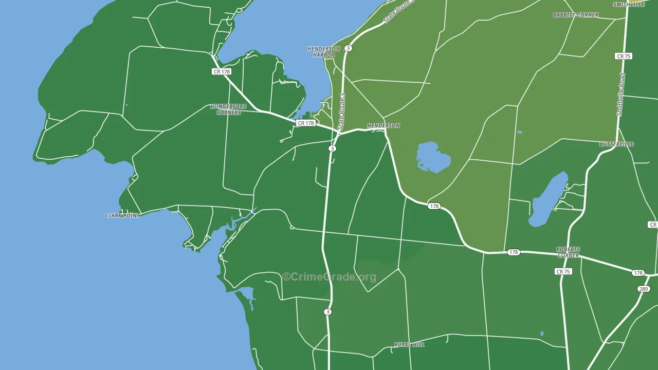 Henderson, NY Map of Vandalism Rates