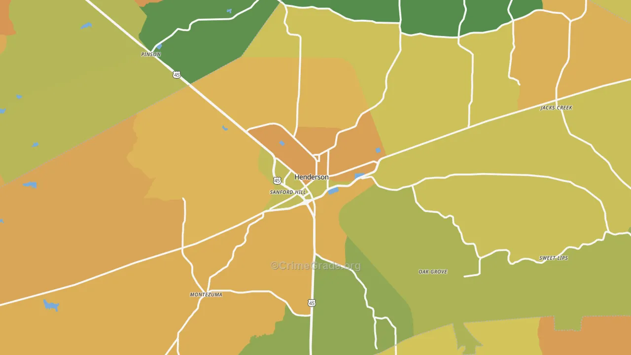 Henderson, TN Map of Vandalism Rates