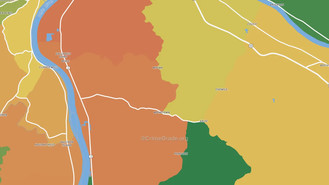 Henderson, WV Map of Vandalism Rates