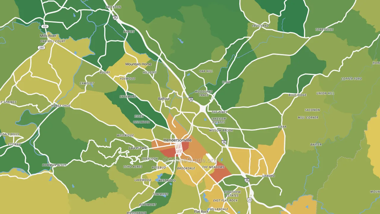 Hendersonville, NC Map of Vandalism Rates