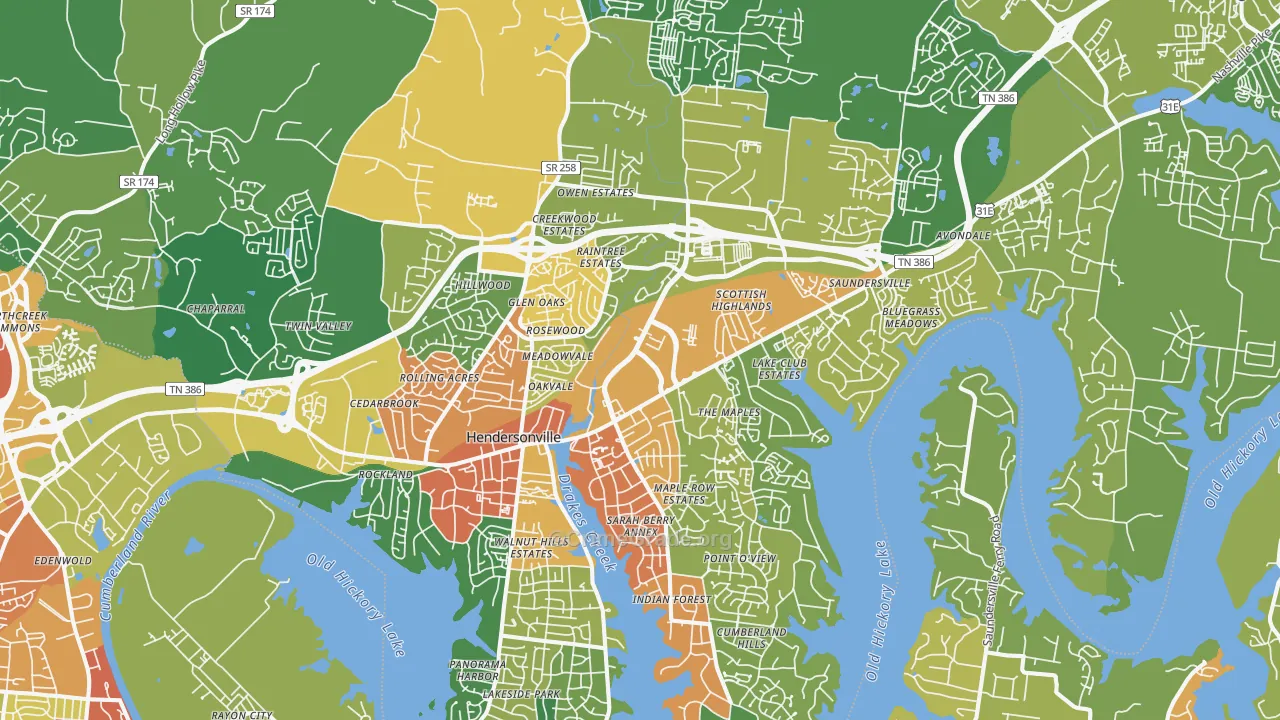 Hendersonville, TN Map of Vandalism Rates