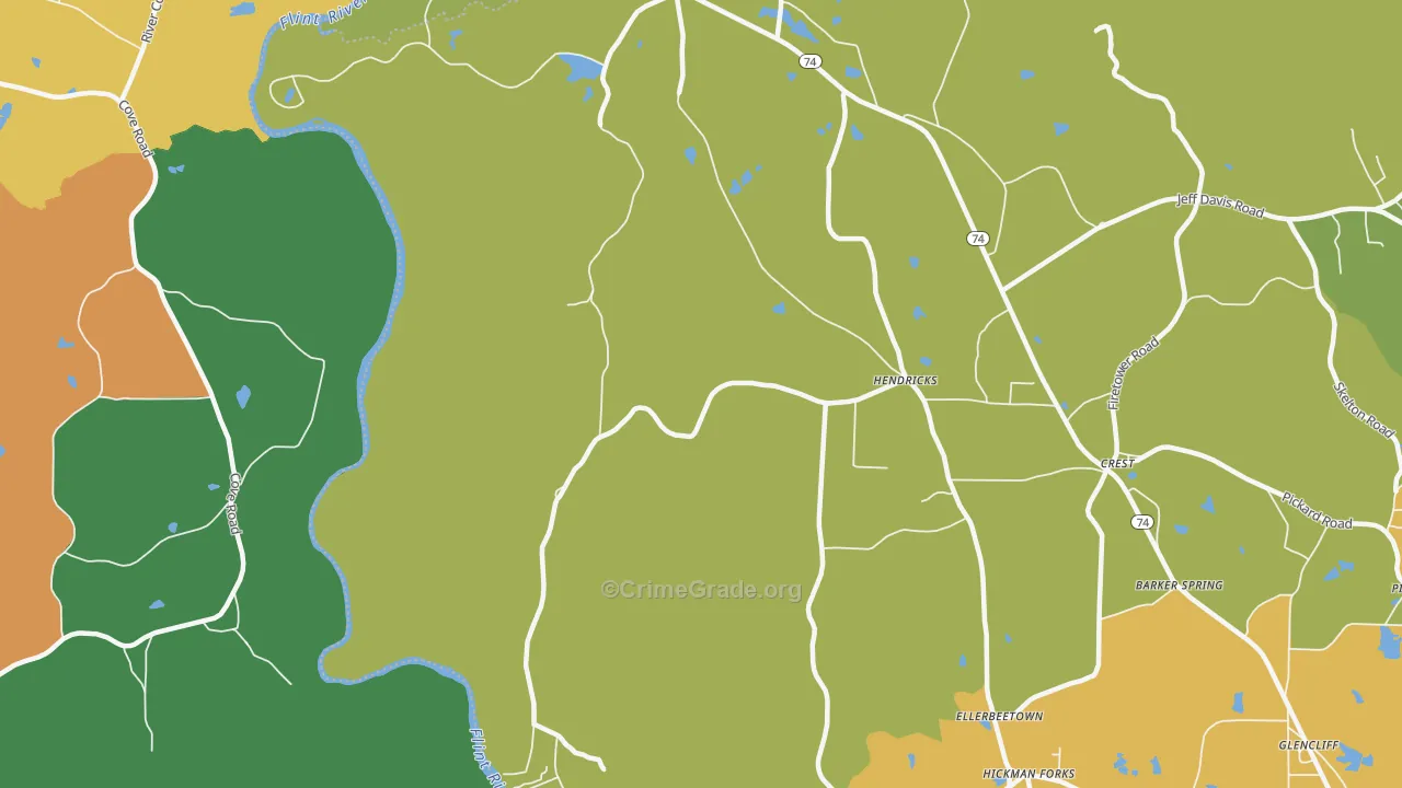Hendricks, GA Map of Vandalism Rates