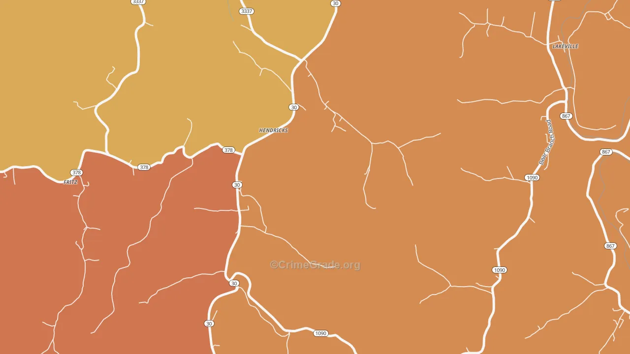 Hendricks, KY Map of Vandalism Rates