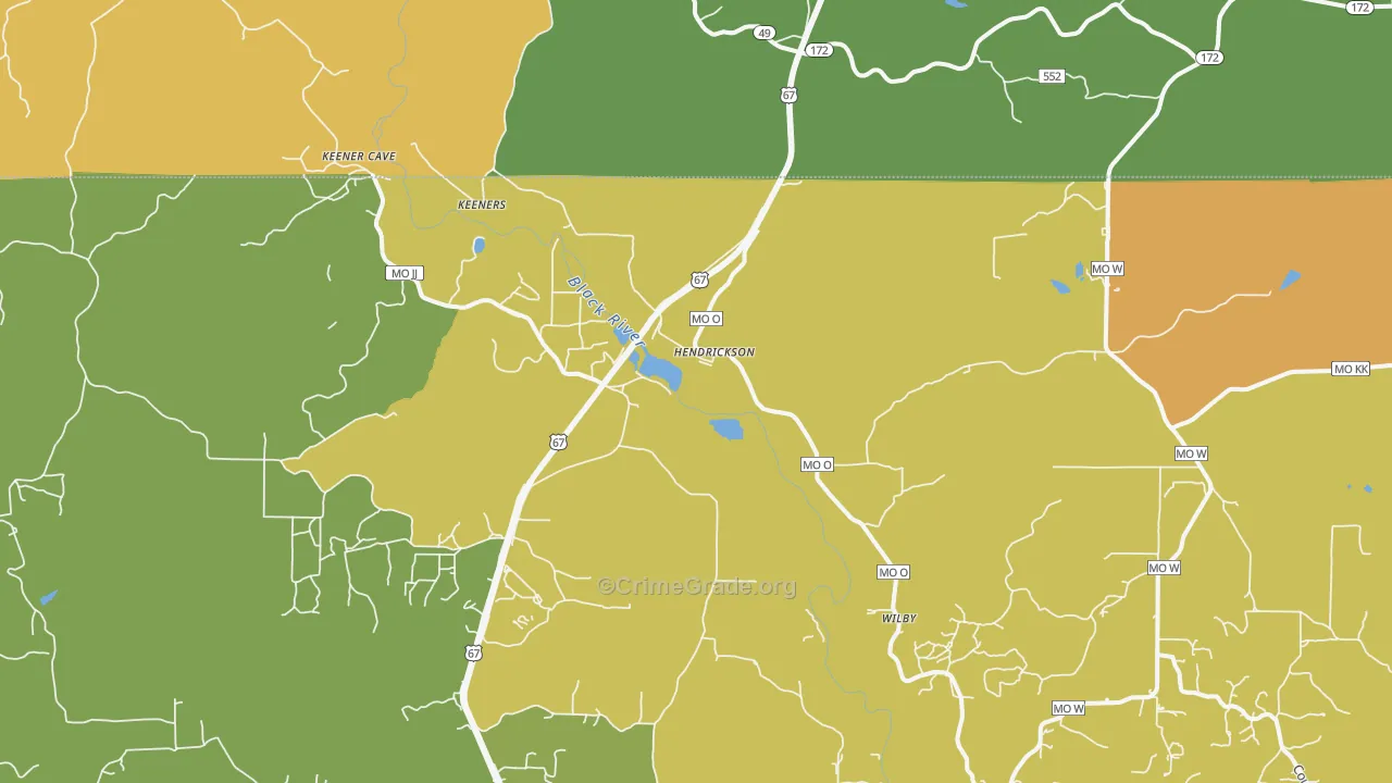 Hendrickson, MO Map of Vandalism Rates