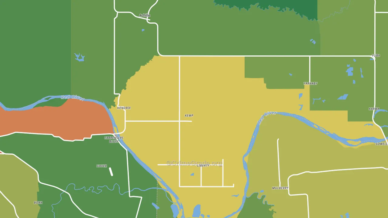 Hendrix, OK Map of Vandalism Rates