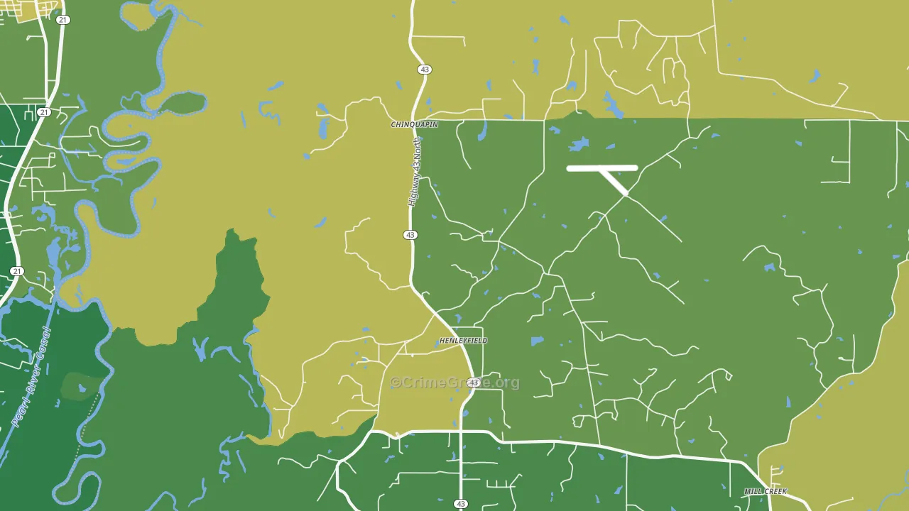 Henleyfield, MS Map of Vandalism Rates