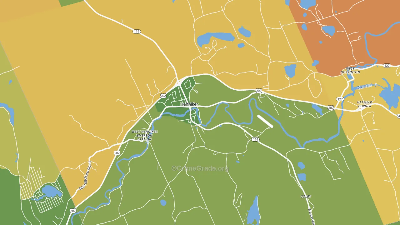 Henniker, NH Map of Vandalism Rates