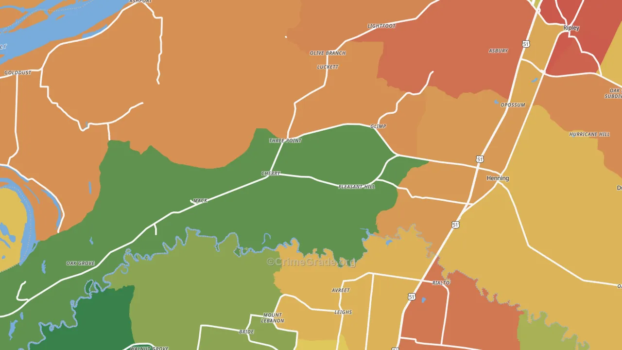 Henning, TN Map of Vandalism Rates