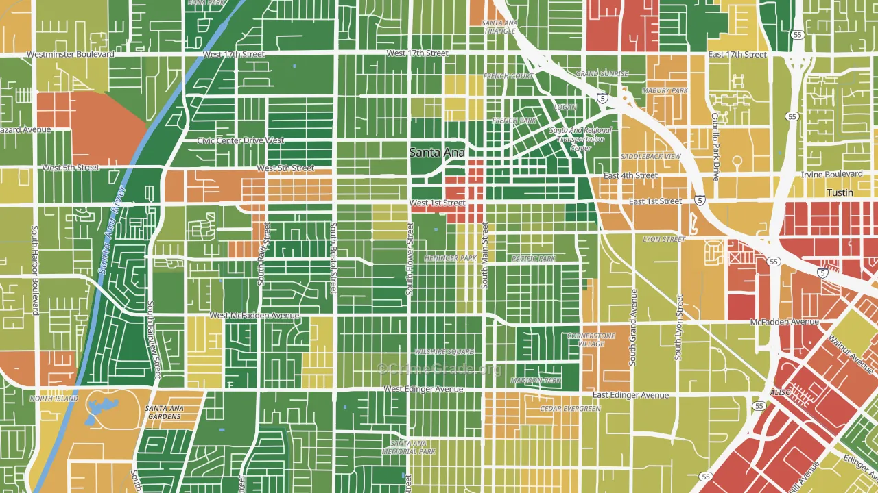 Henninger Park, Santa Ana, CA Map of Vandalism Rates