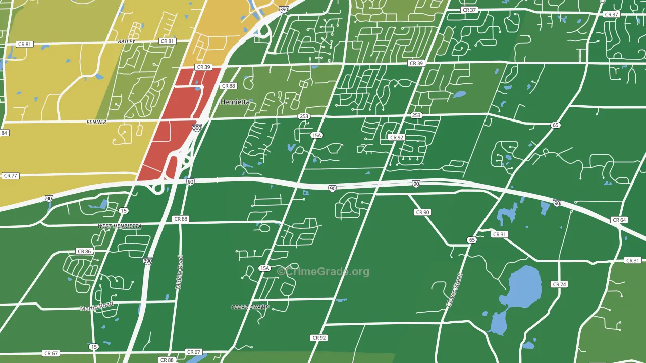 Henrietta, NY Map of Vandalism Rates