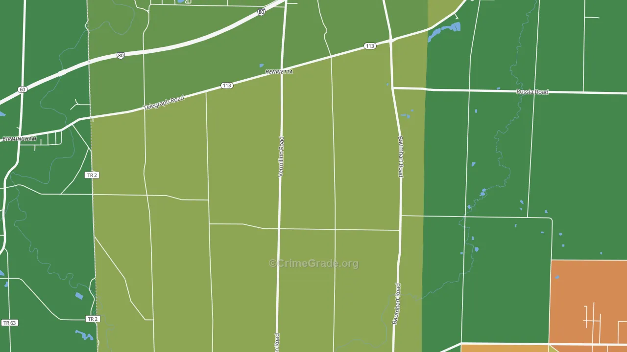 Henrietta, OH Map of Vandalism Rates