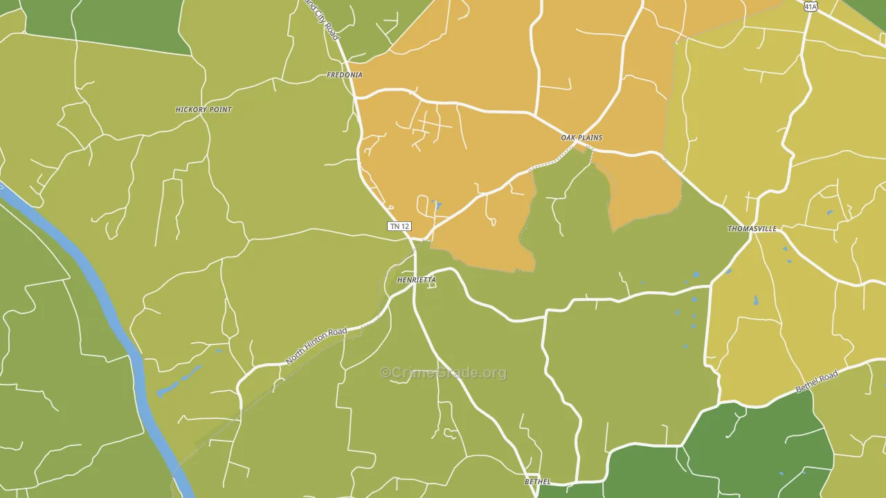 Henrietta, TN Map of Vandalism Rates