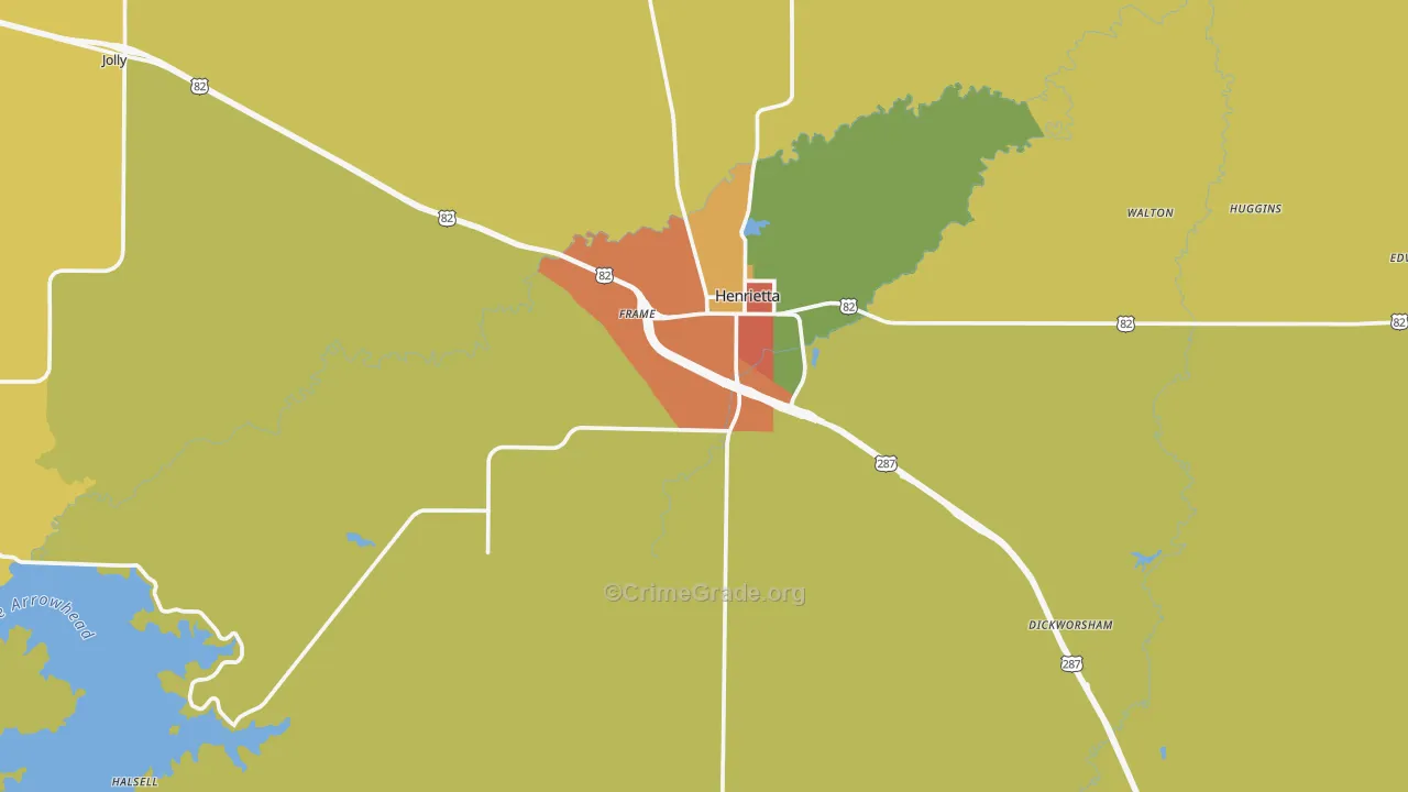 Henrietta, TX Map of Vandalism Rates