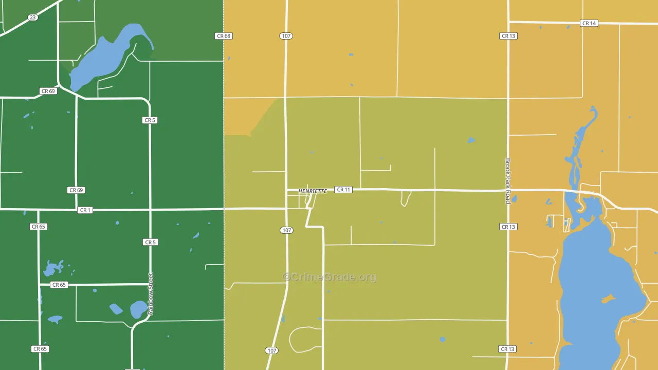 Henriette, MN Map of Vandalism Rates