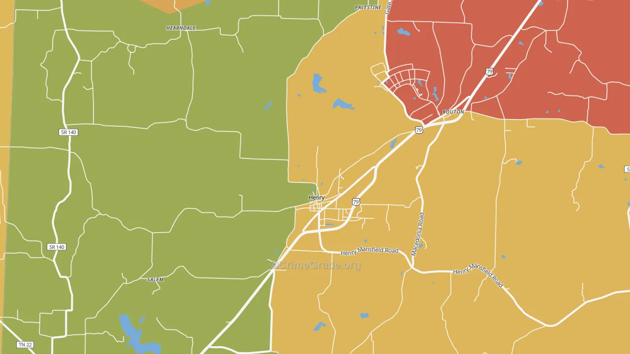 Henry, TN Map of Vandalism Rates