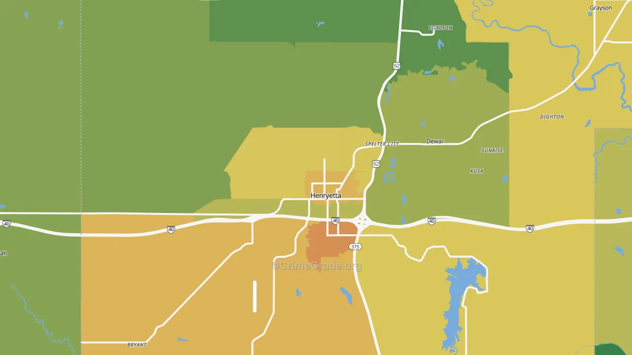 Henryetta, OK Map of Vandalism Rates